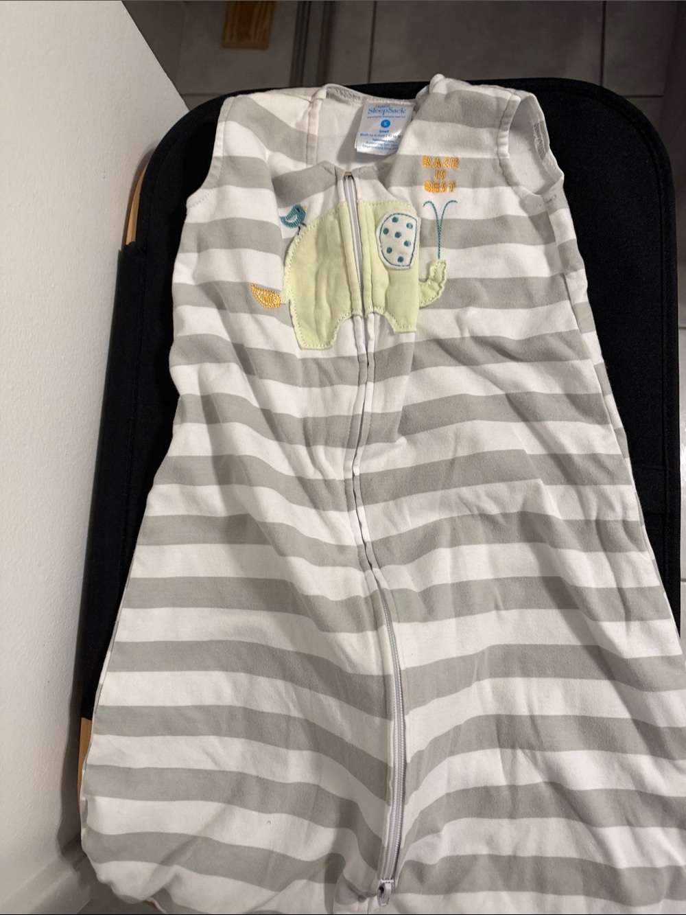 Halo SleepSack White and Light Green Striped Baby Pajama birth to 6 months